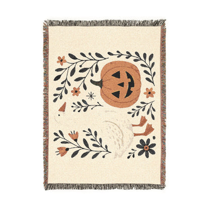 The Folk Art Pumpkin Woven Blanket
