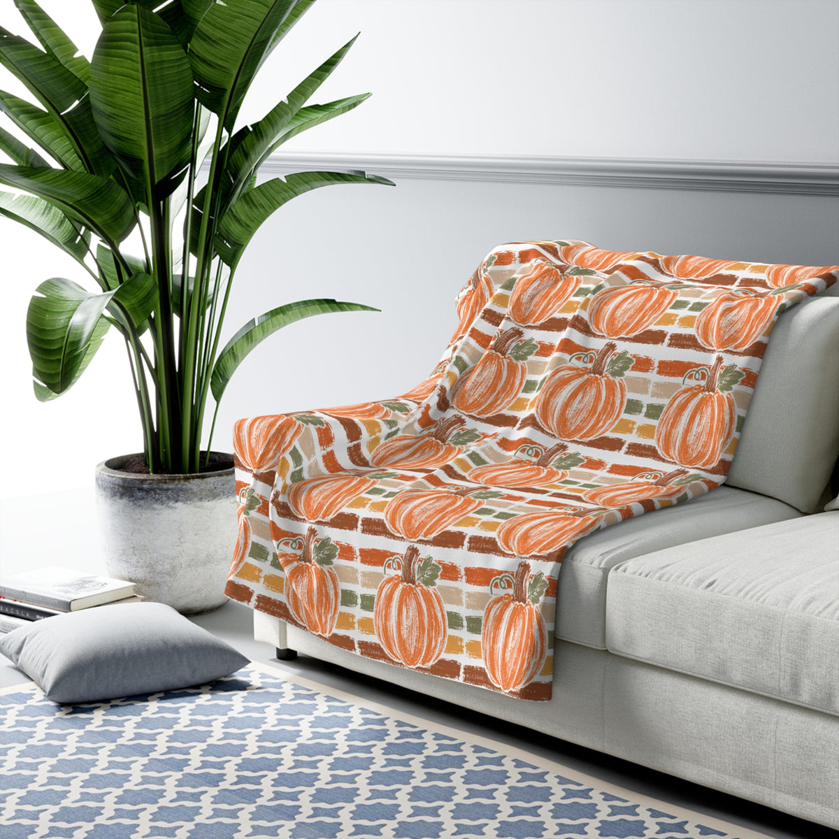 The Cozy Pumpkin Patch Sherpa Blanket