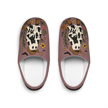 The Cozy Ghost Cow & Floral Slippers