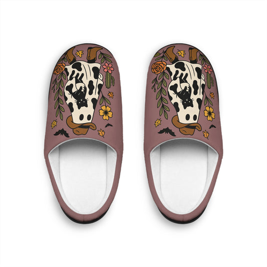 The Cozy Ghost Cow & Floral Slippers